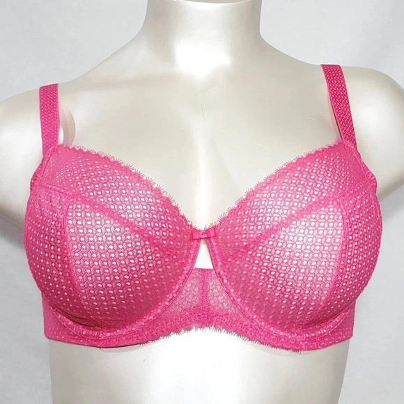 42G Paramour 115048 Dahlia 4-Part Cup Geo Lace UW Bra Fandango Pink NWT - Picture 1 of 8